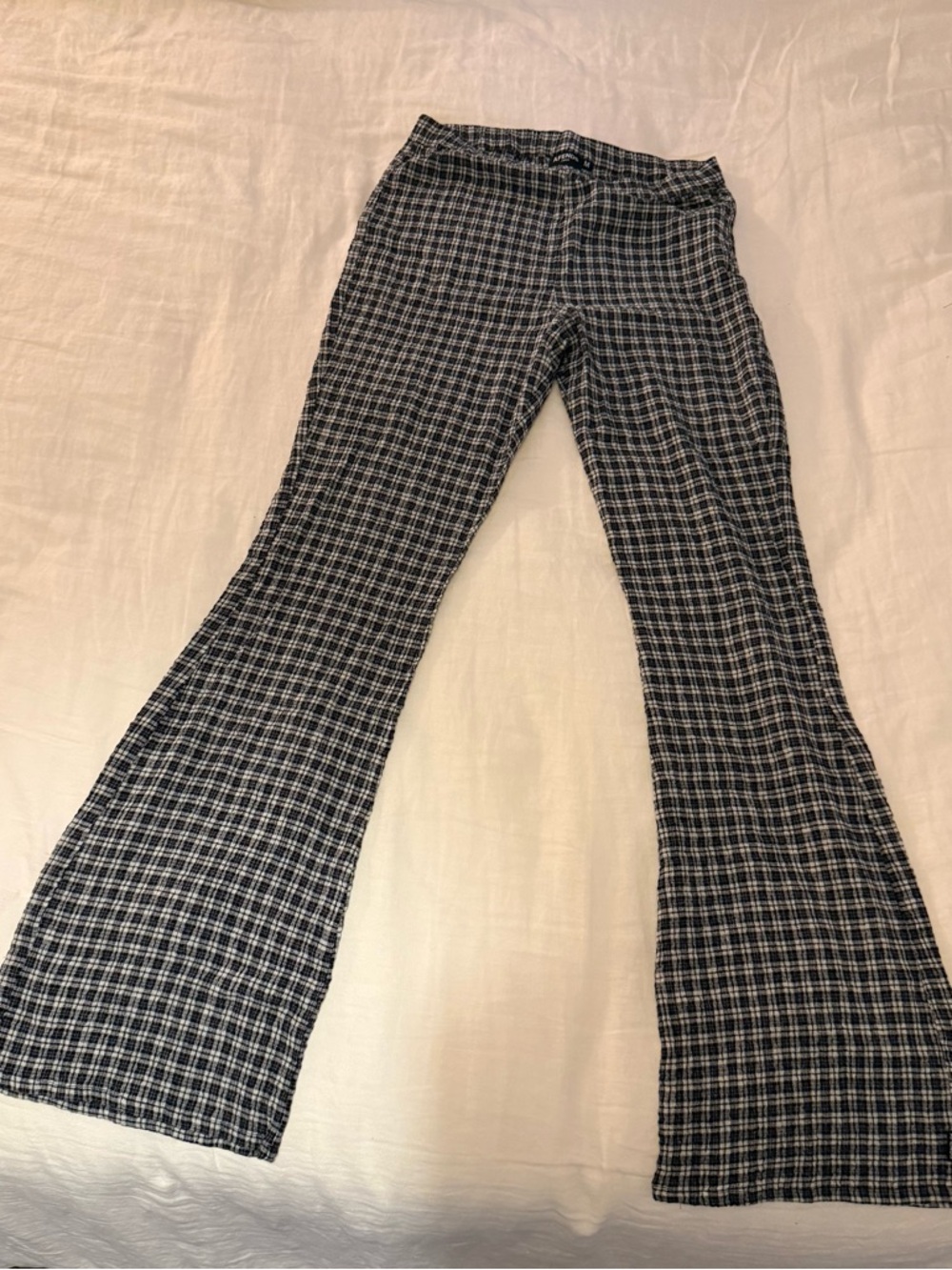 Afends Black & White Plaid Boot Cut Pants